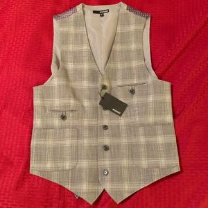 Murano Vest Small in Gray Plaid